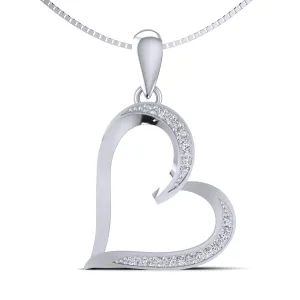 0.10CT Round Cut Sterling Silver Diamond Heart Pendant