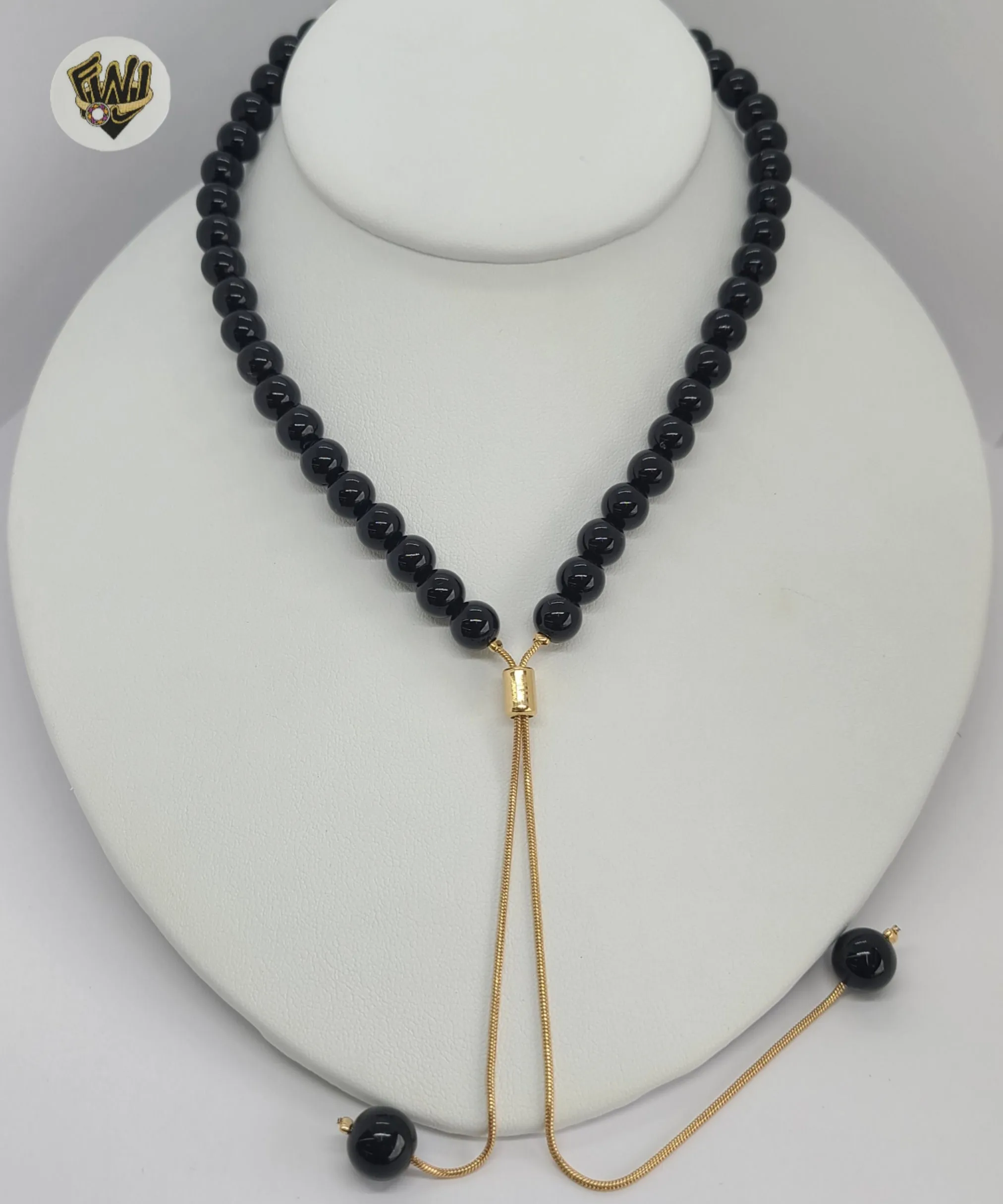 (1-6467-1) Gold Laminate - Beads Long Necklace - BGF