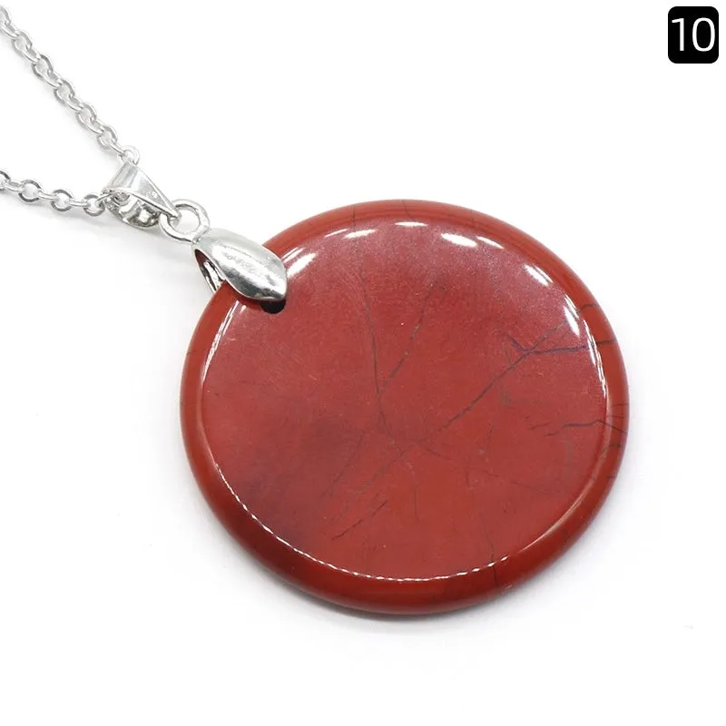 1 Piece Natural Crystal Agate Round Pendant