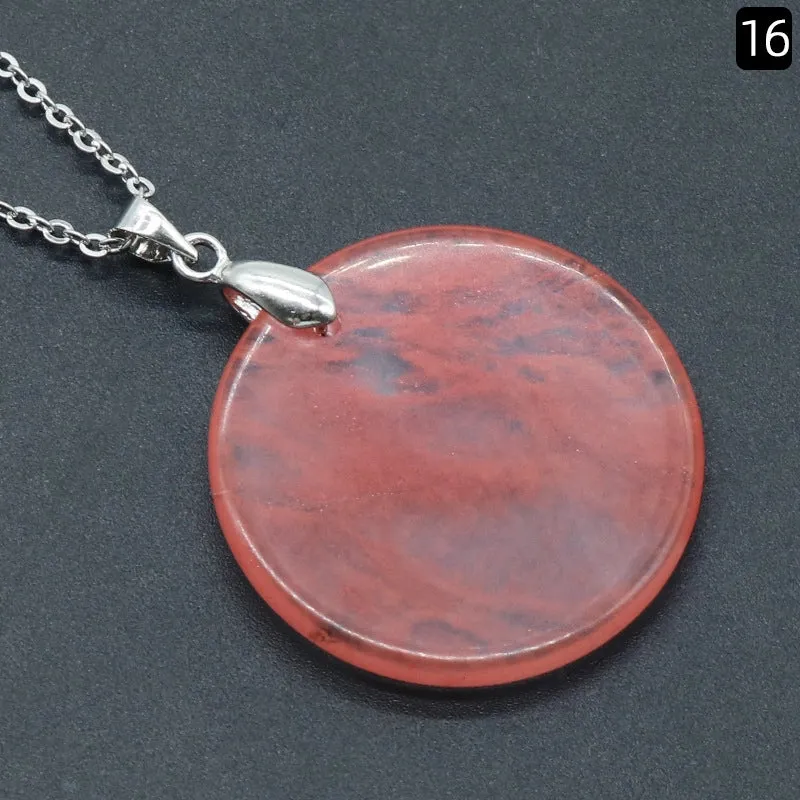 1 Piece Natural Crystal Agate Round Pendant