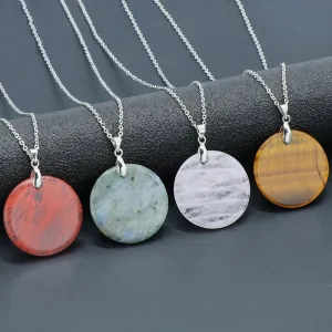 1 Piece Natural Crystal Agate Round Pendant