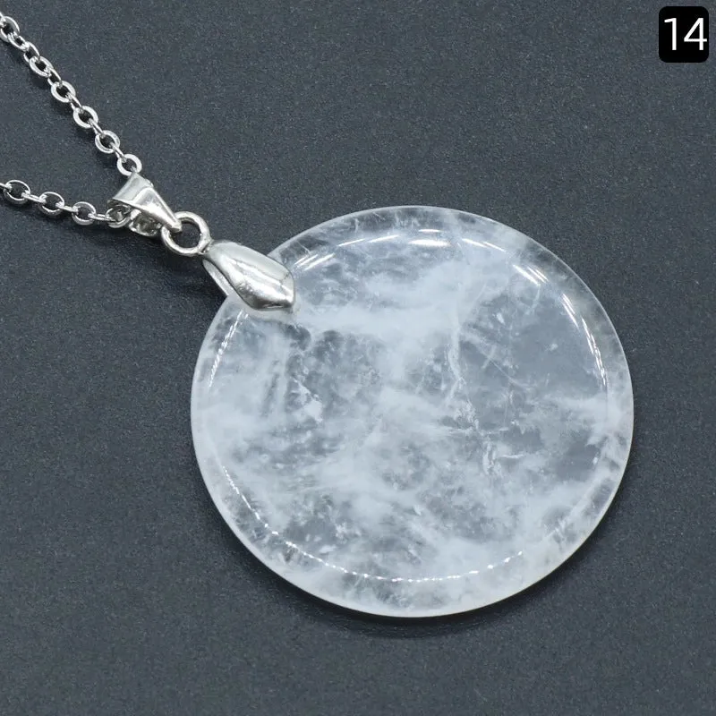 1 Piece Natural Crystal Agate Round Pendant