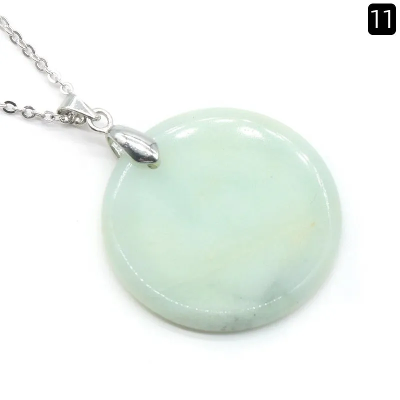 1 Piece Natural Crystal Agate Round Pendant