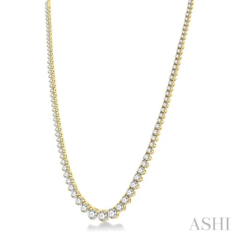 10 ctw Riviera Round Cut Diamond Necklace in 14K Yellow Gold