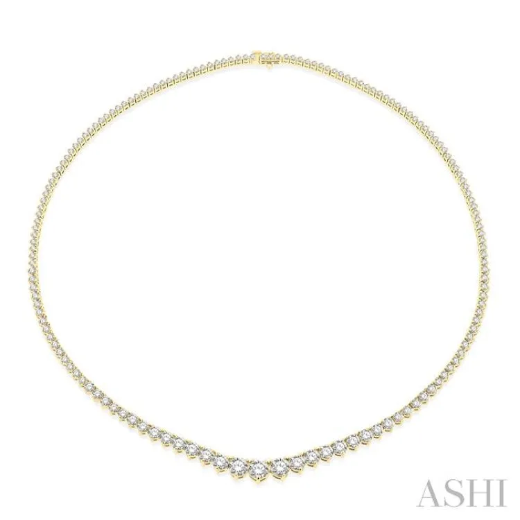 10 ctw Riviera Round Cut Diamond Necklace in 14K Yellow Gold