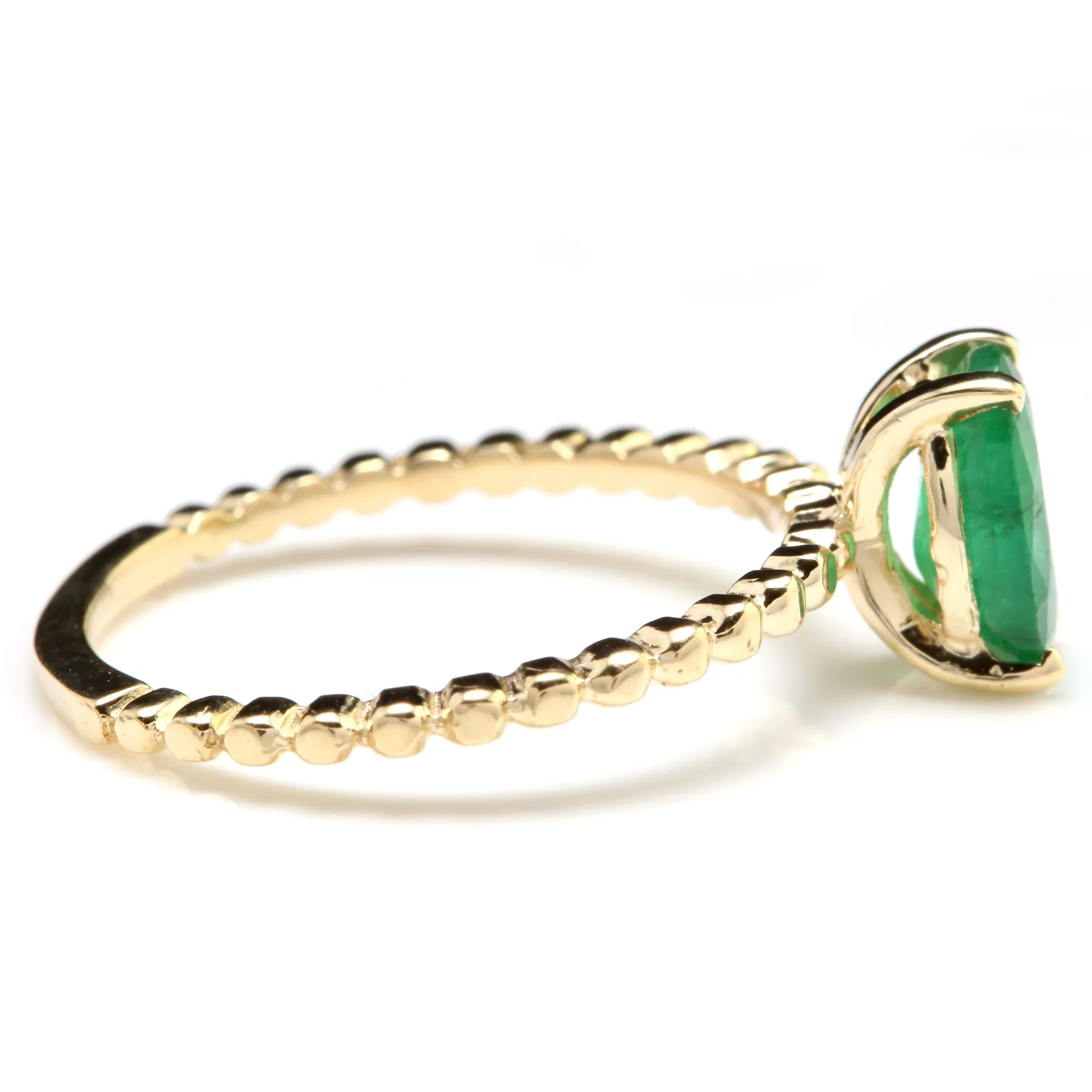 1.20 Carats Exquisite Natural Emerald 14K Solid Yellow Gold Ring