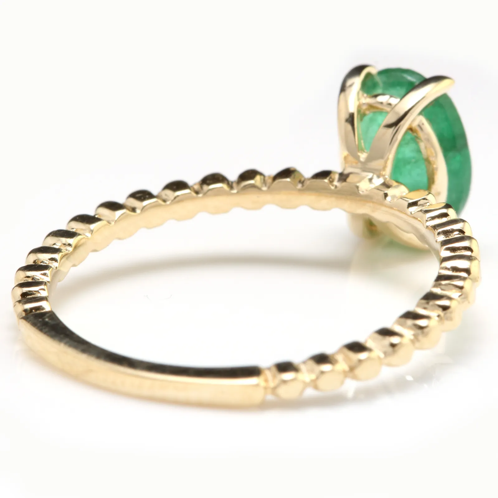 1.20 Carats Exquisite Natural Emerald 14K Solid Yellow Gold Ring