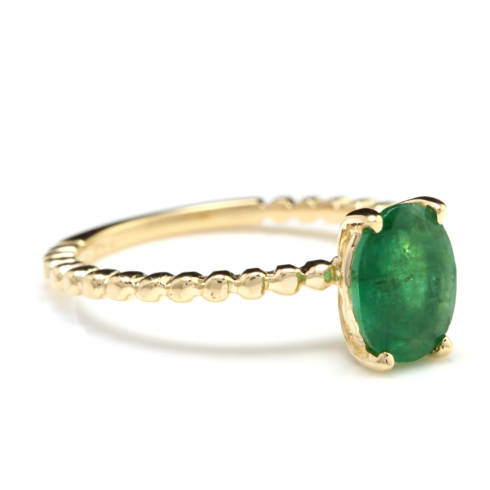 1.20 Carats Exquisite Natural Emerald 14K Solid Yellow Gold Ring