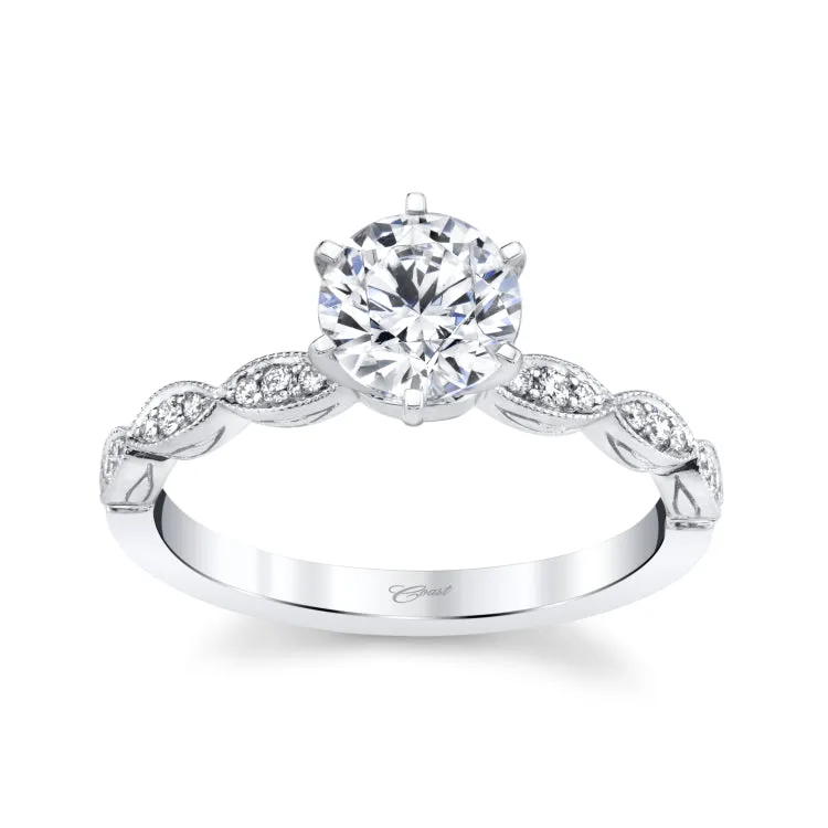 14 KT White Gold Engagement Ring With 0.1 ctw