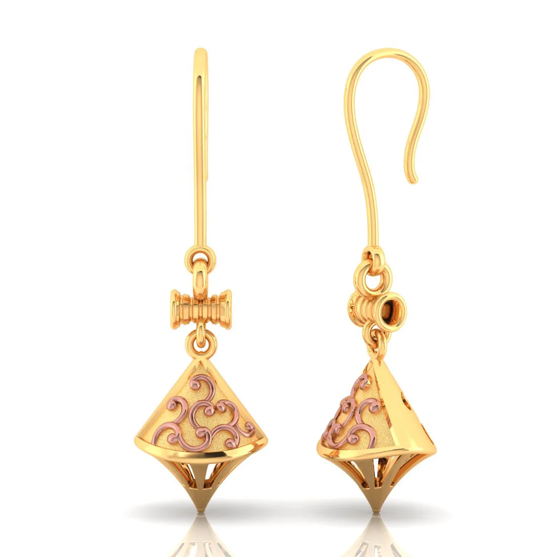 14k Beautiful Gold Earrings With Intricate Yellow Gold Work