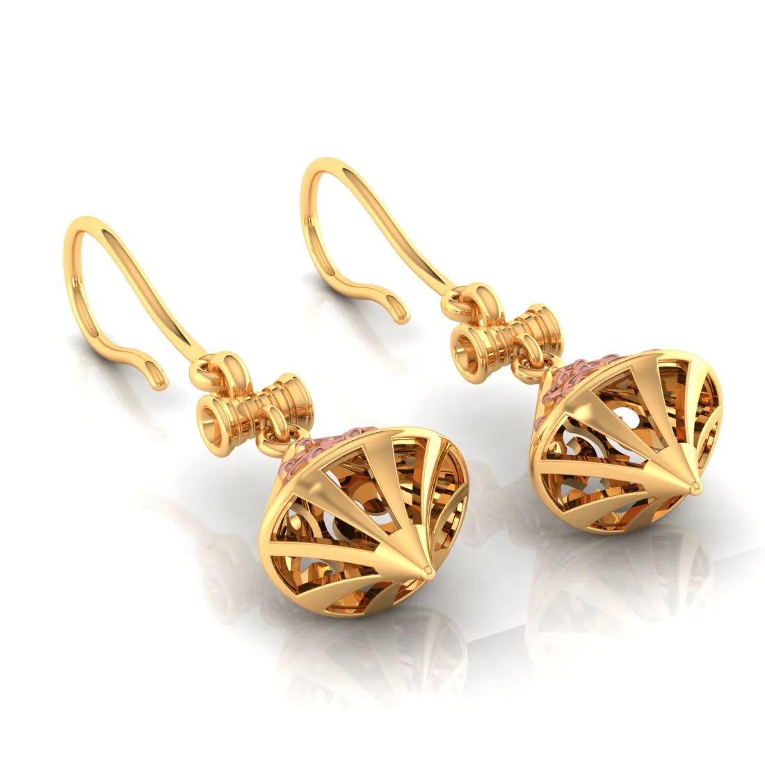 14k Beautiful Gold Earrings With Intricate Yellow Gold Work