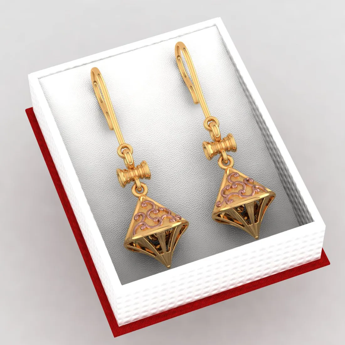 14k Beautiful Gold Earrings With Intricate Yellow Gold Work