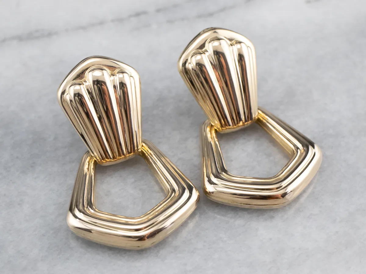 14K Gold Door Knocker Drop Earrings