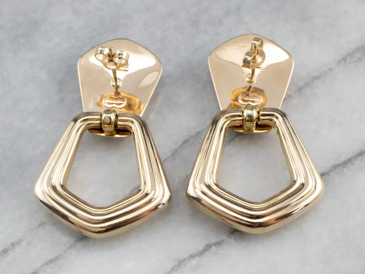 14K Gold Door Knocker Drop Earrings