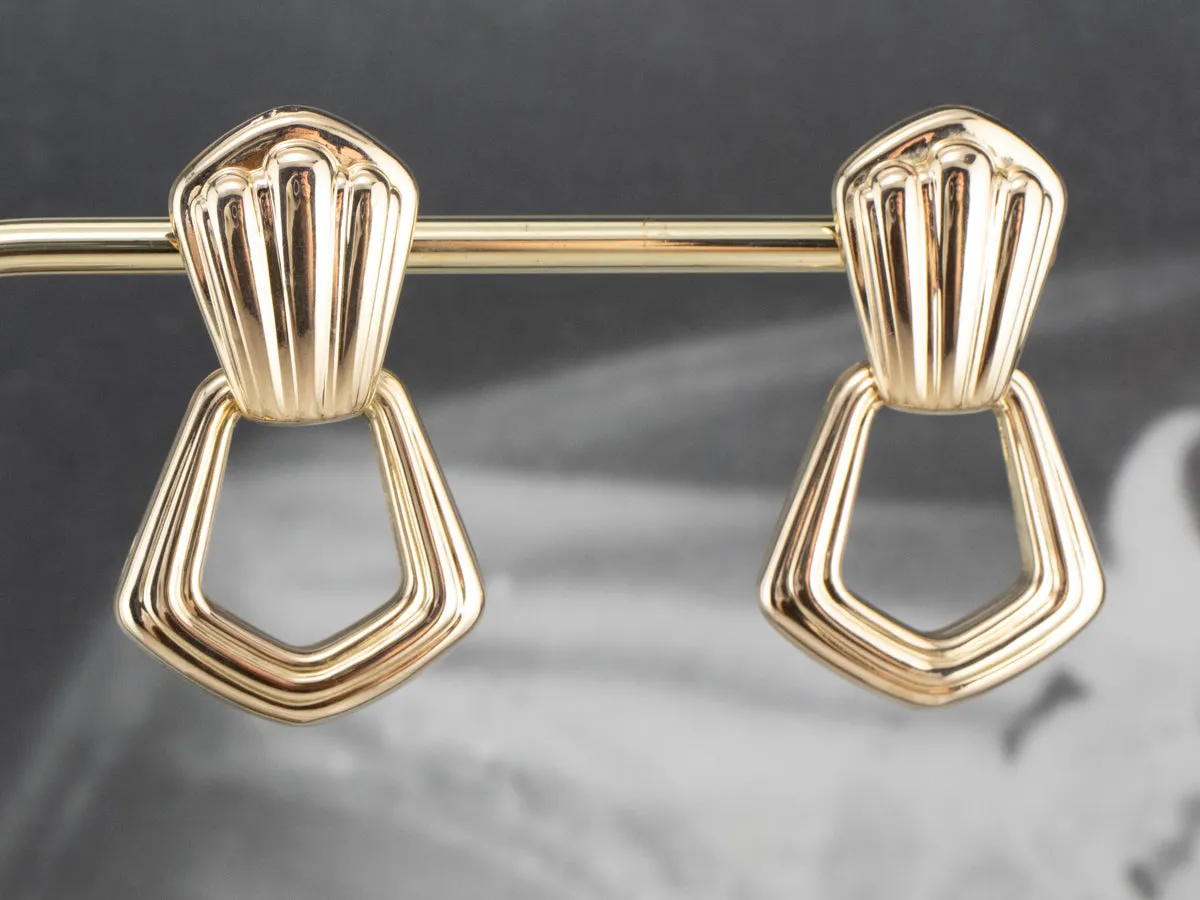 14K Gold Door Knocker Drop Earrings