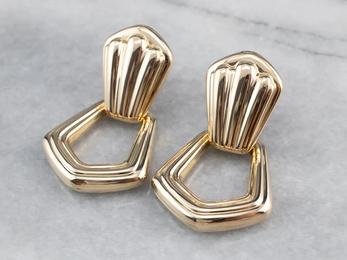 14K Gold Door Knocker Drop Earrings