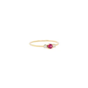 14k Prong Diamonds & Ruby Ring