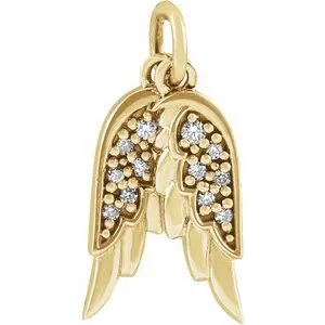 14K Rose .03 CTW Natural Diamond Angel Wings Pendant