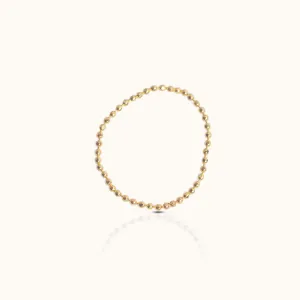 14K Solid Gold Bead Disco Ball Chain Ring