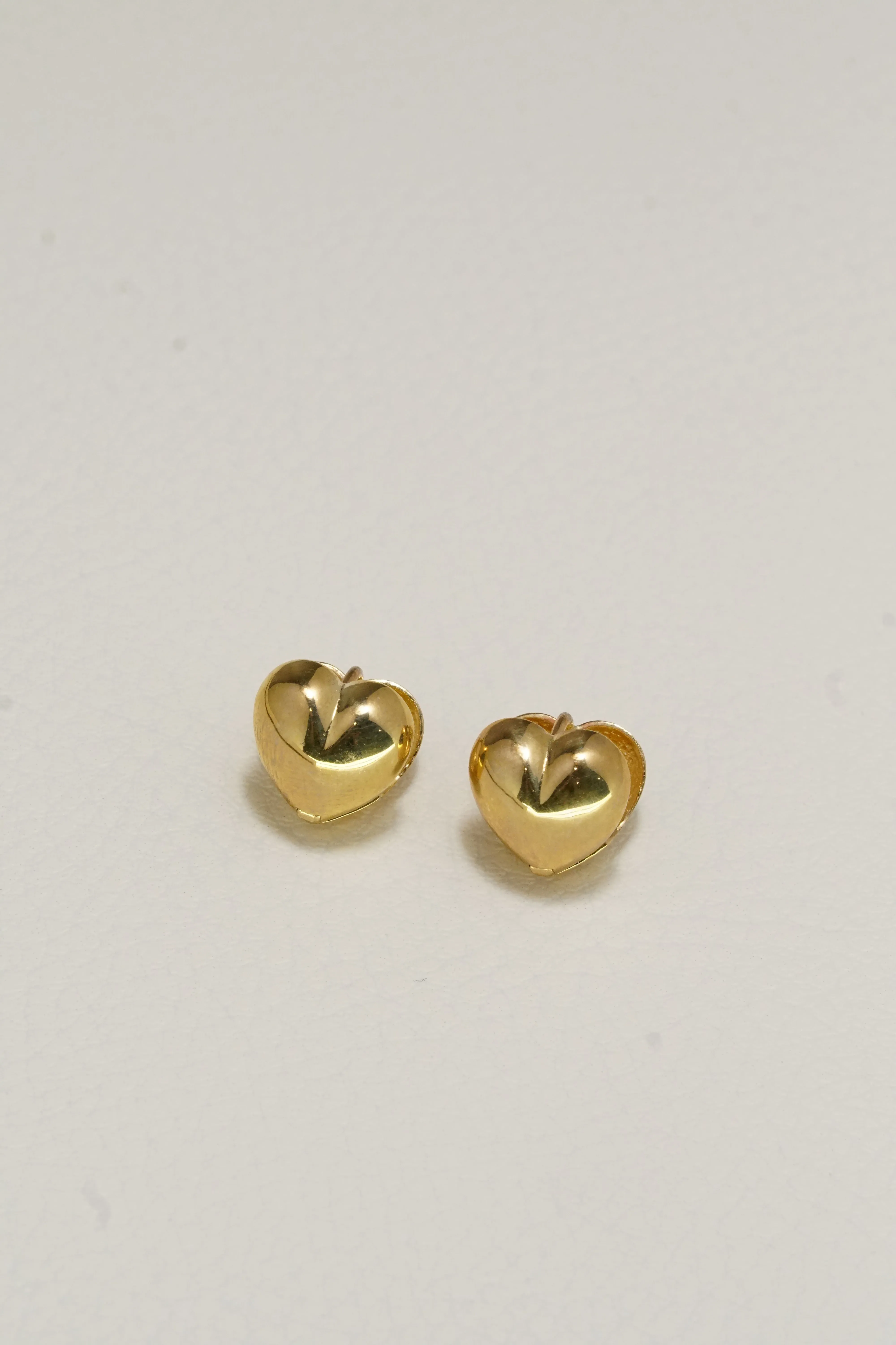 14K Solid Gold Double Sided Heart Bold Huggies Earring