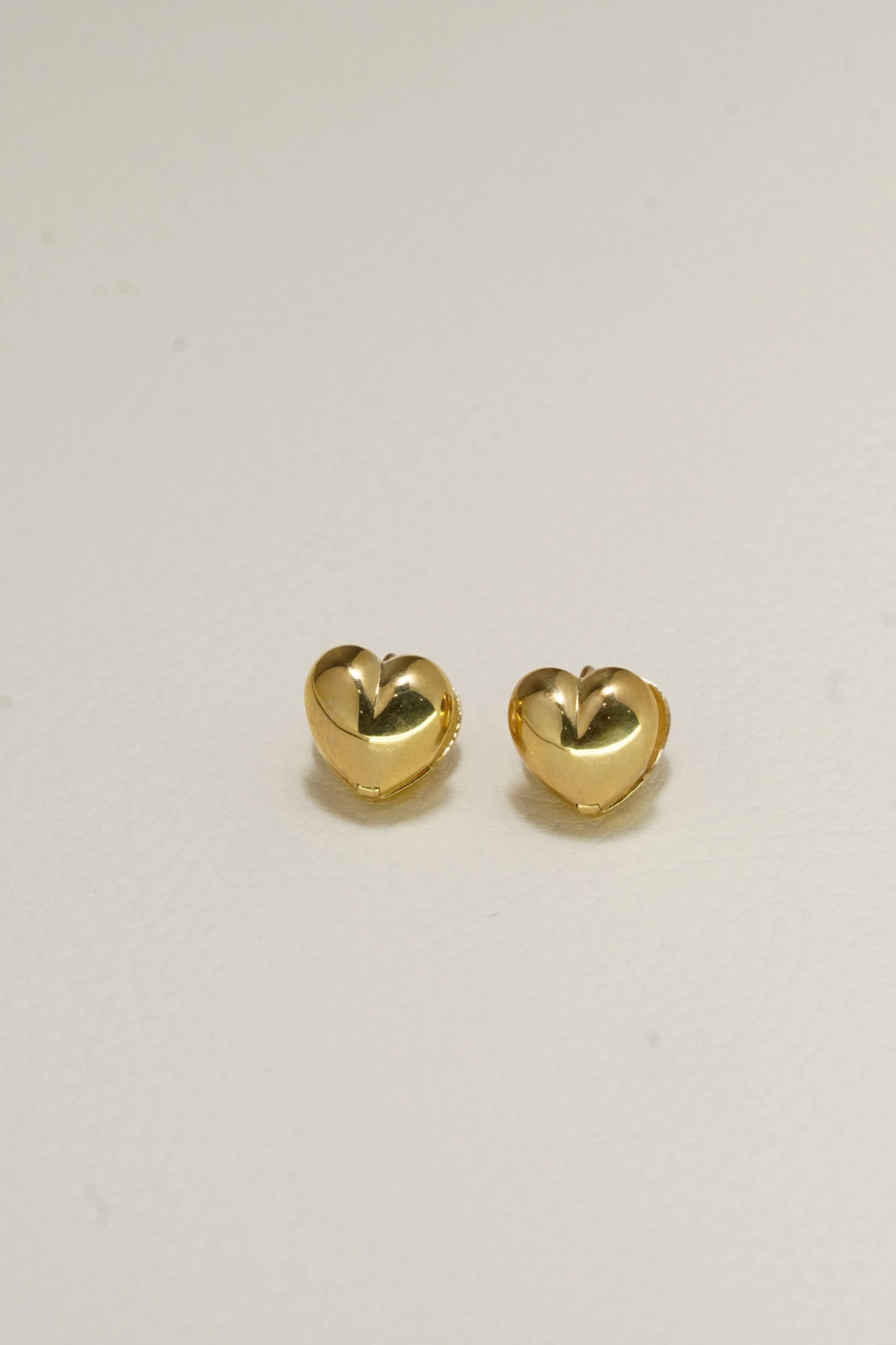 14K Solid Gold Double Sided Heart Bold Huggies Earring