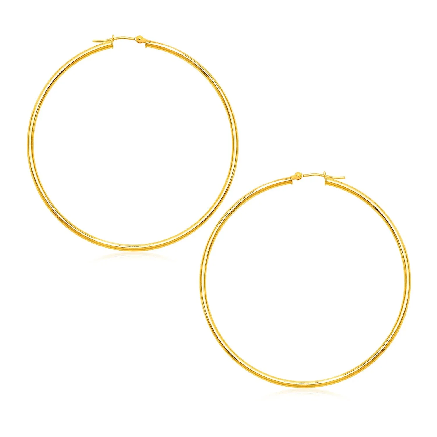 14k Yellow Gold Polished Large Round Hoop Earrings Weight 3.6 grams