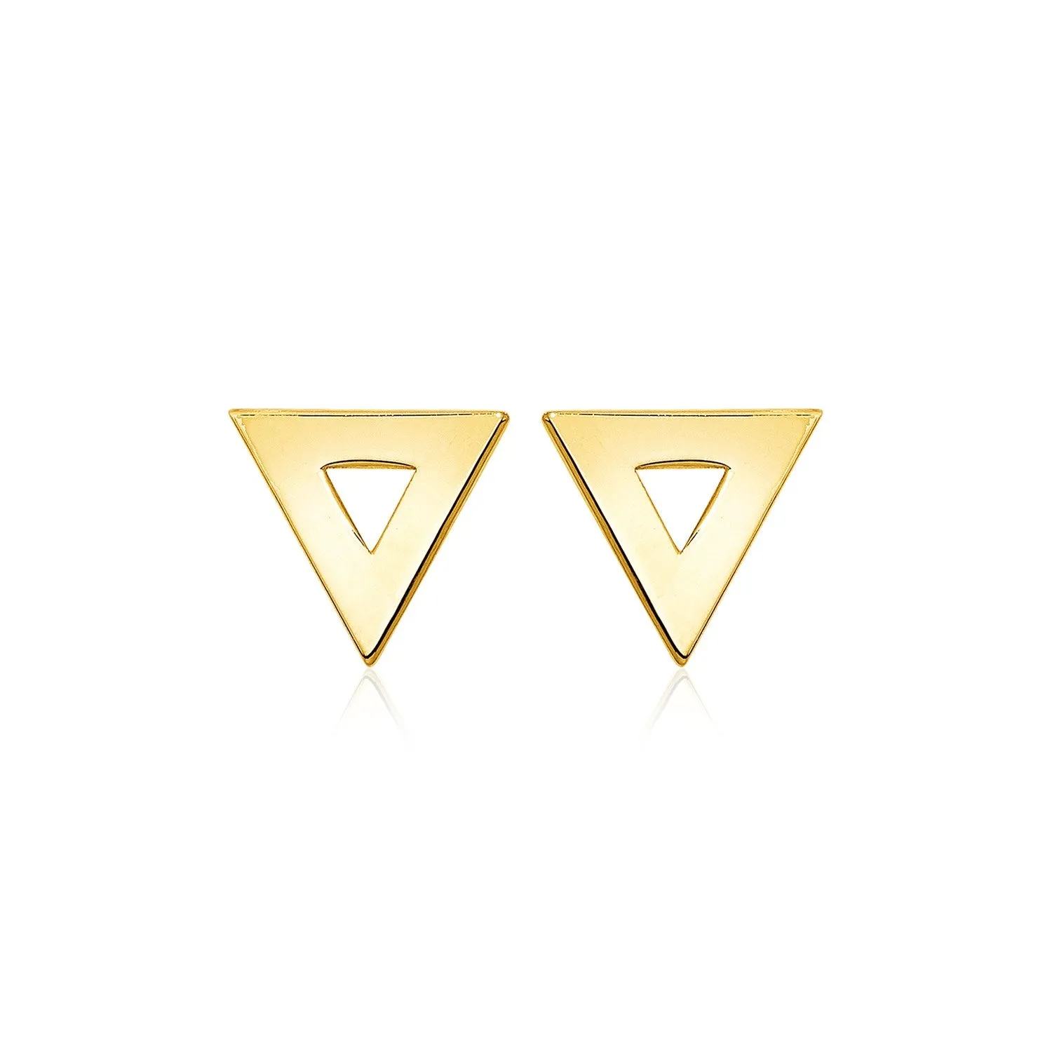 14k Yellow Gold Polished Open Triangle Post Earrings 0.5 grams