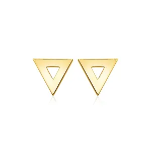 14k Yellow Gold Polished Open Triangle Post Earrings 0.5 grams