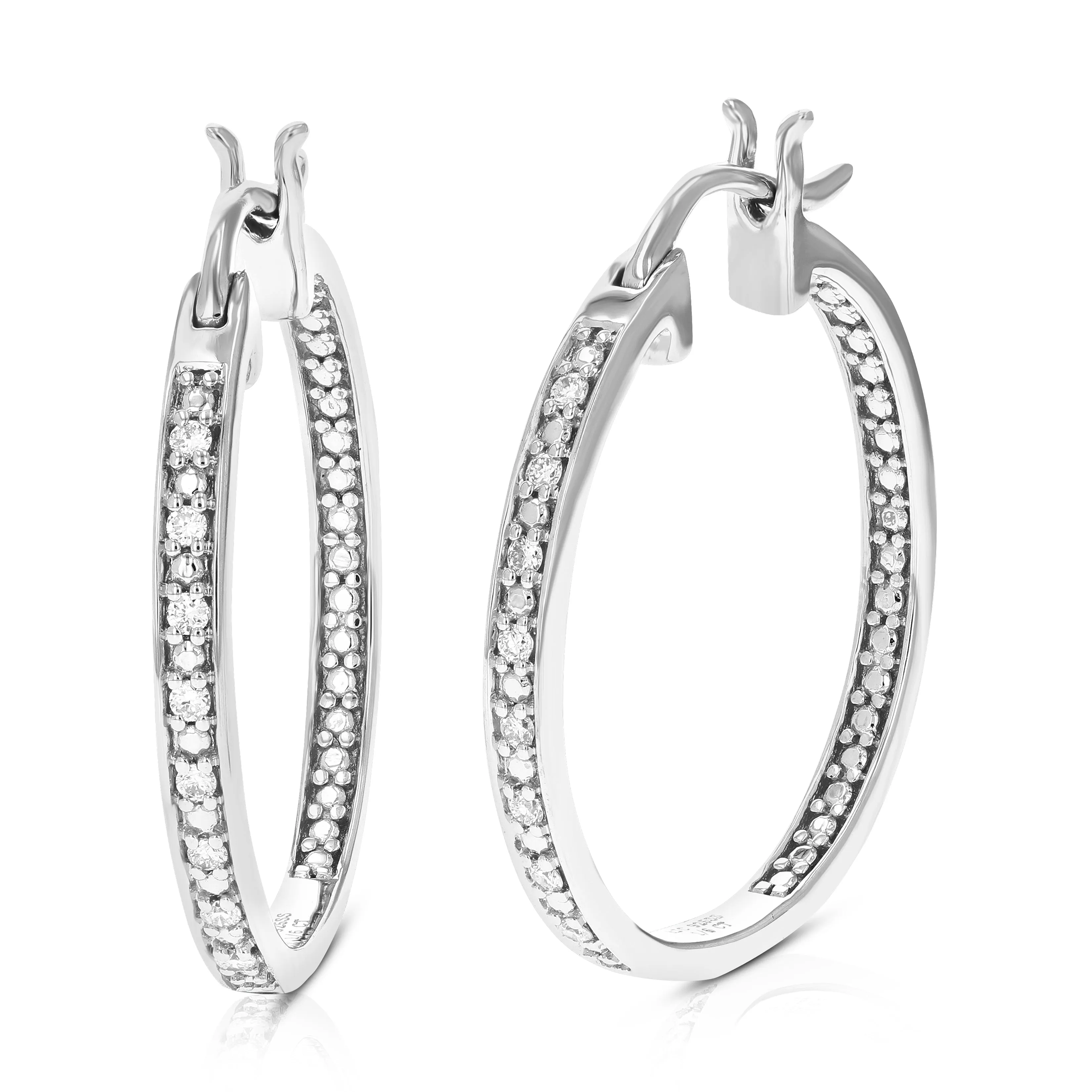 1/6 cttw Lab Grown Diamond Hoop Earring Eternity Sterling Silver