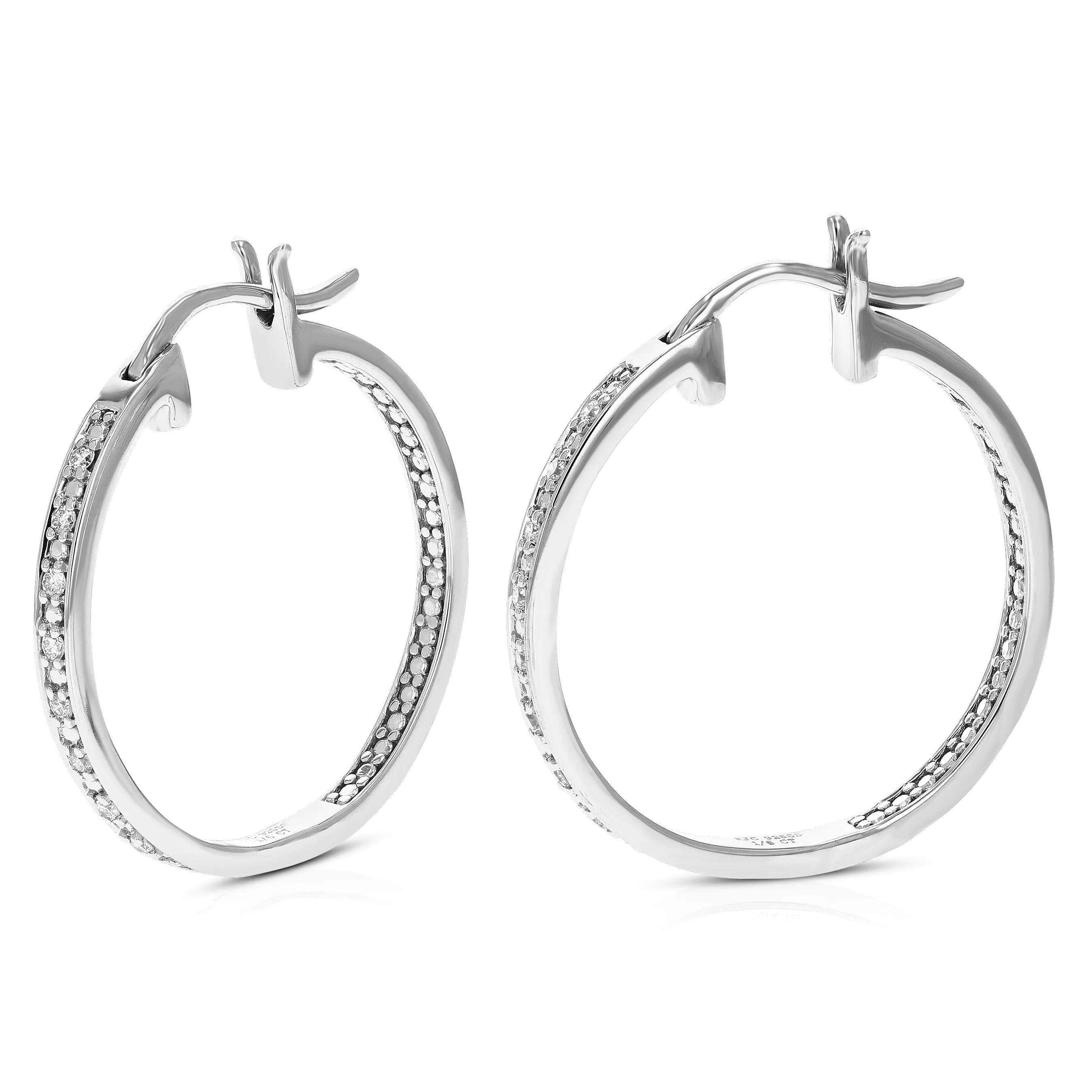 1/6 cttw Lab Grown Diamond Hoop Earring Eternity Sterling Silver