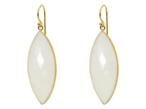 18k Gold Plated Silver Marquee Moonstone Hook Earr