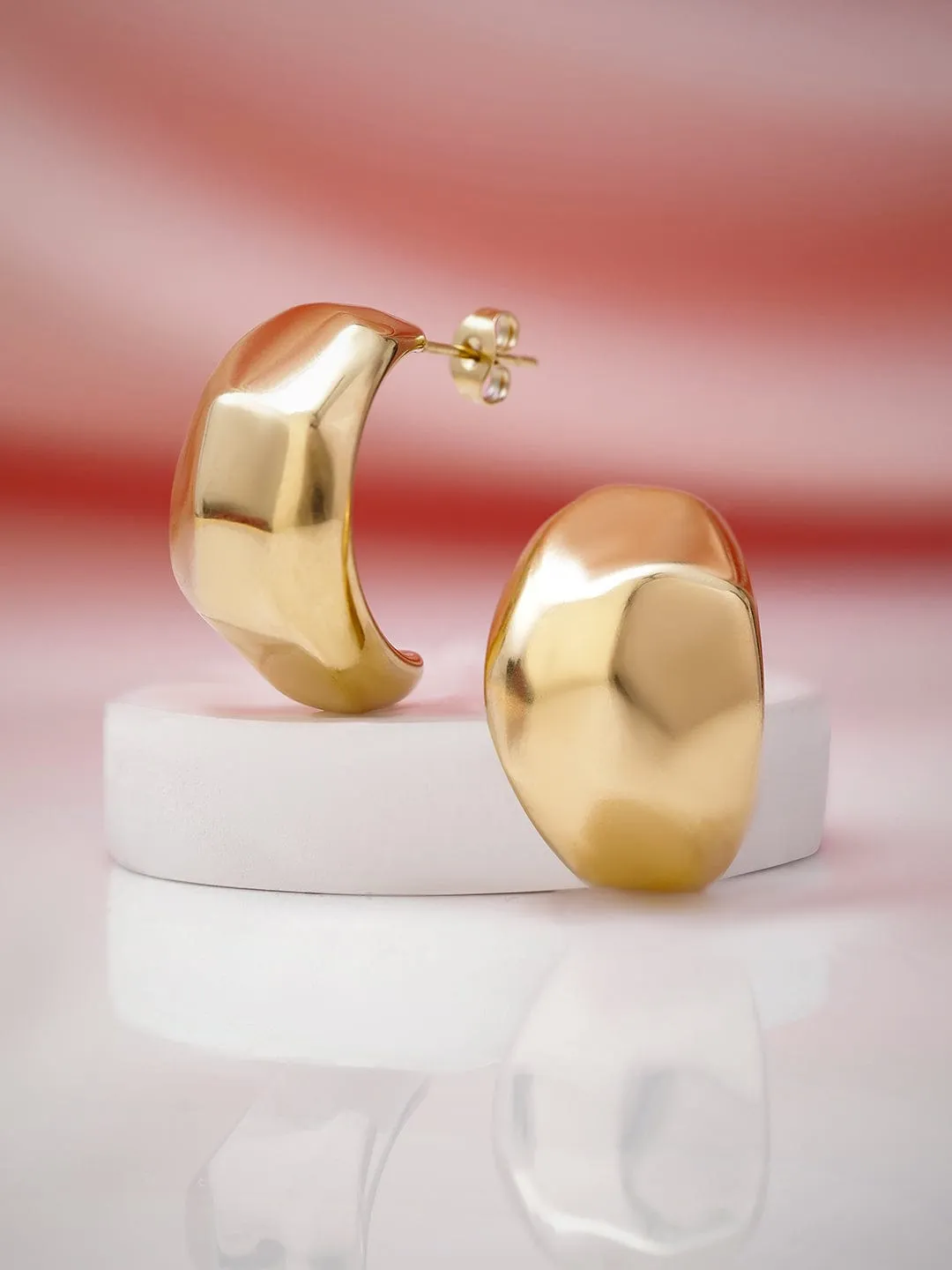 18KT Gold Plated Stainless Steel Tarnish-Free Waterproof Bold Stud Earrings