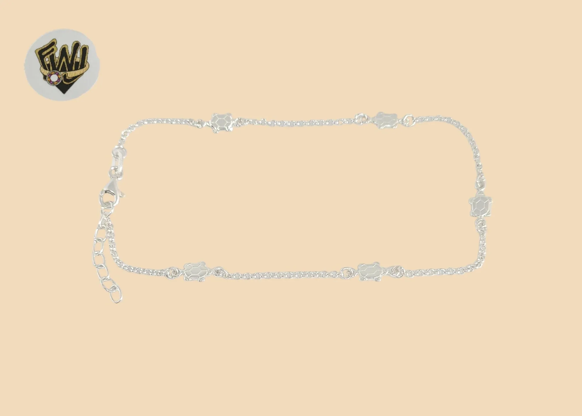 (2-0175-2) 925 Sterling Silver - 2mm Turtle Anklet - 10