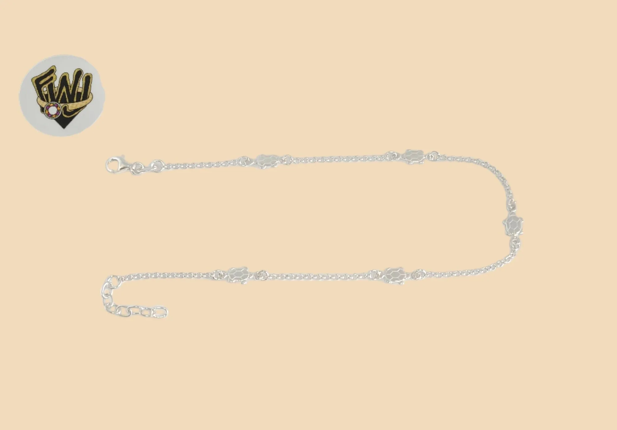 (2-0175-2) 925 Sterling Silver - 2mm Turtle Anklet - 10