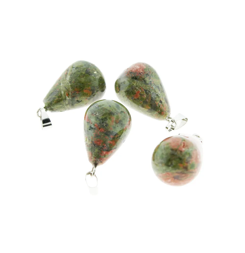 2 Teardrop Natural Gemstone Pendants - Choose Your Gemstone!