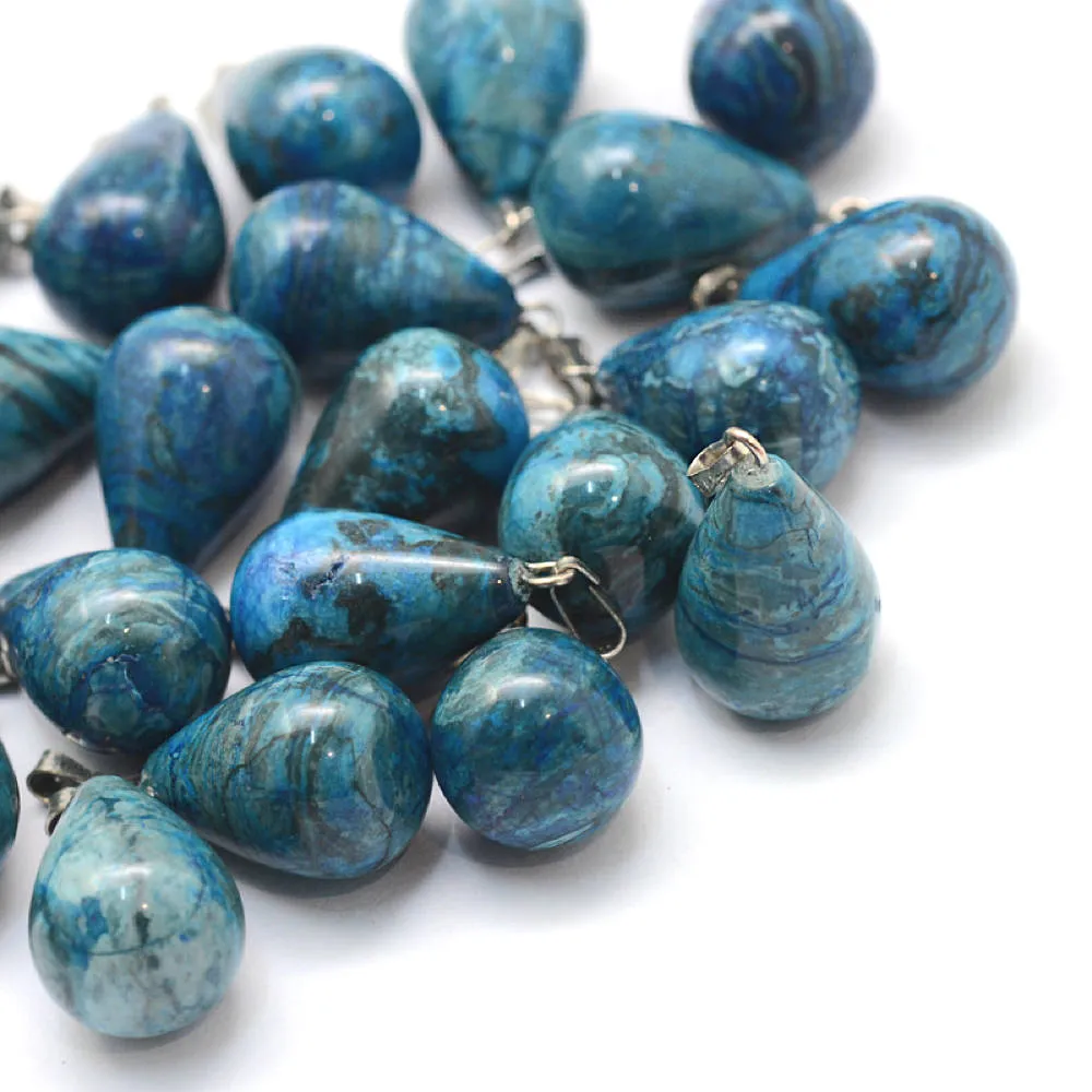 2 Teardrop Natural Gemstone Pendants - Choose Your Gemstone!