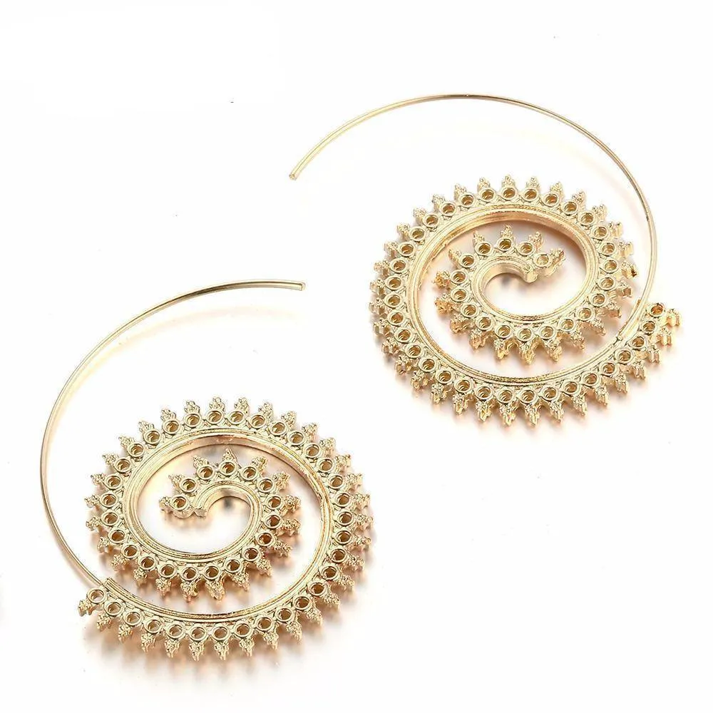 8 Designs, Big Swirl Hoop boho Earrings