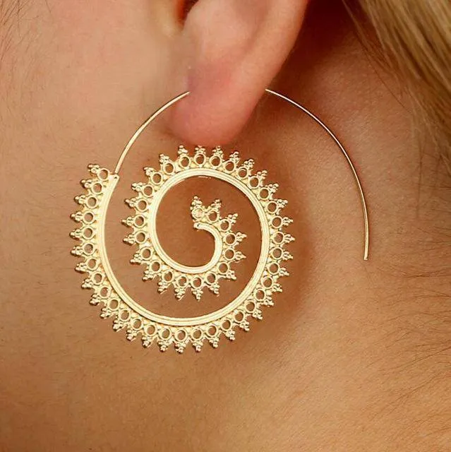 8 Designs, Big Swirl Hoop boho Earrings