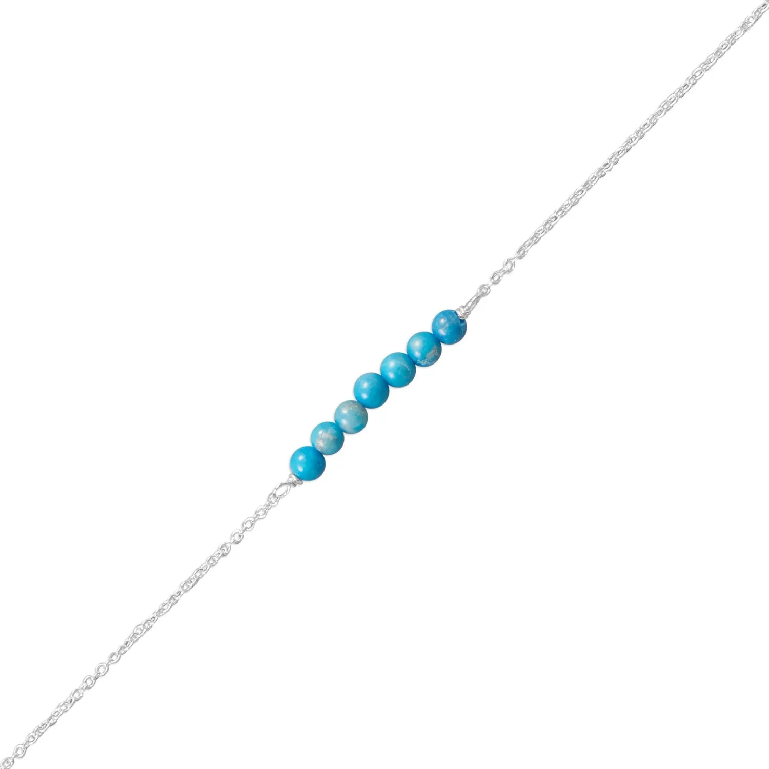 9.5"   .5"   .5" Blue Howlite Bead Bar Anklet