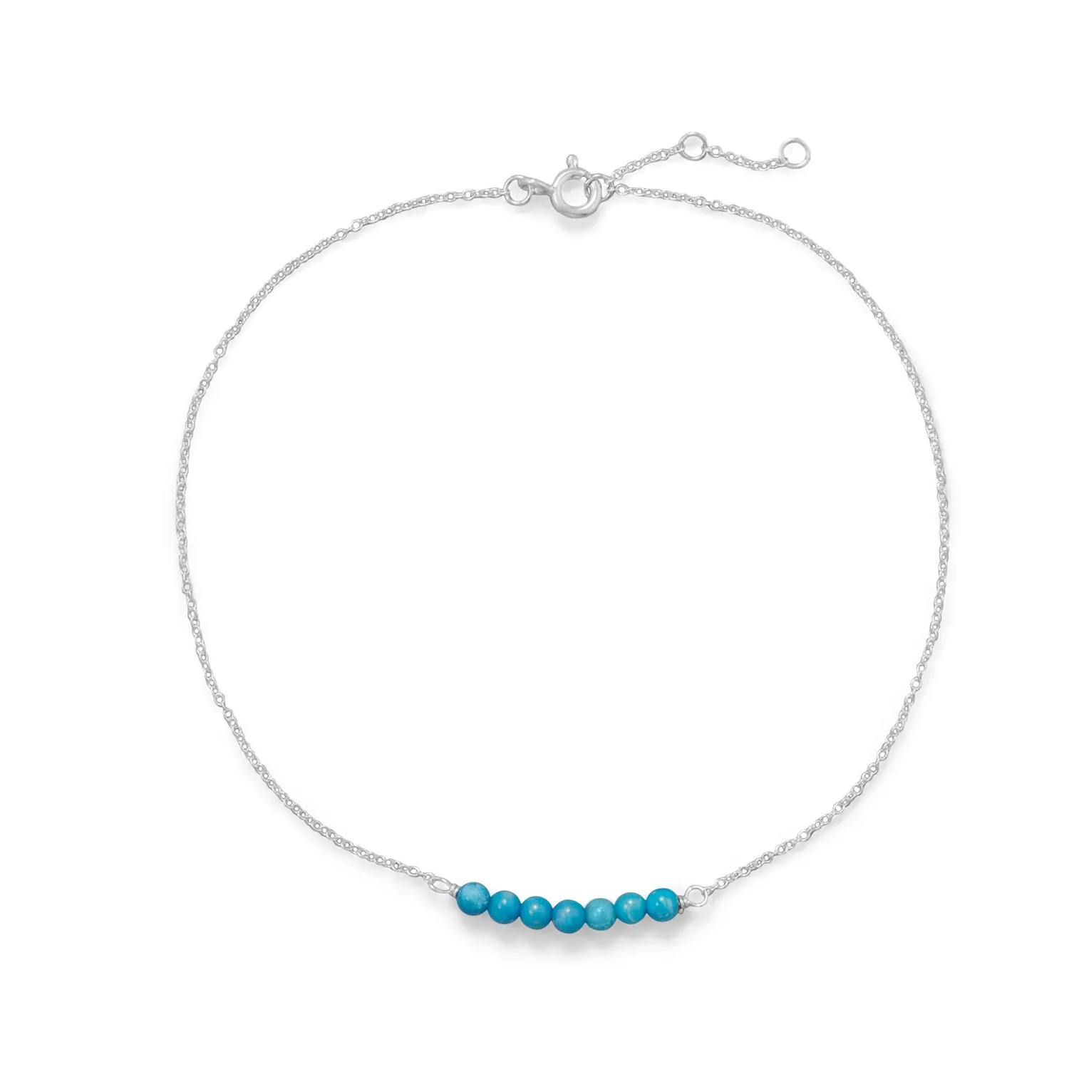 9.5"   .5"   .5" Blue Howlite Bead Bar Anklet