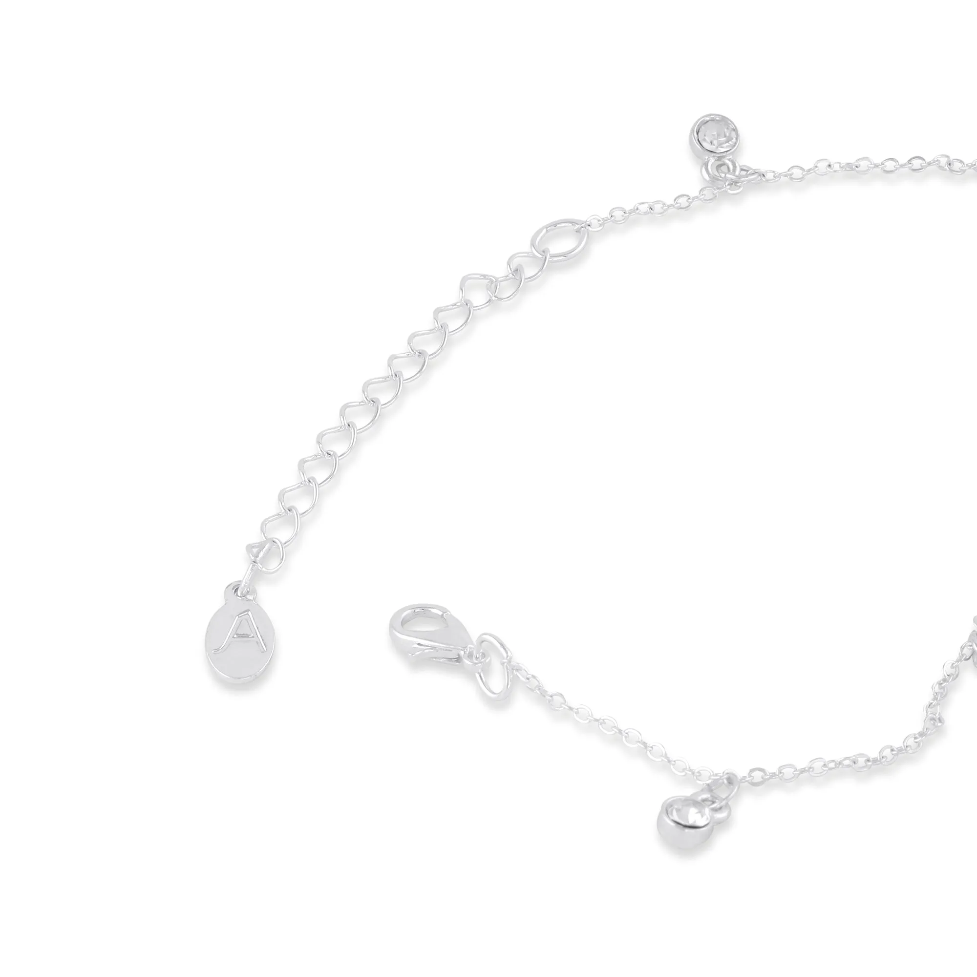 Accessorize London Tennis Chain Sparkle Drop Anklet Set Of Two