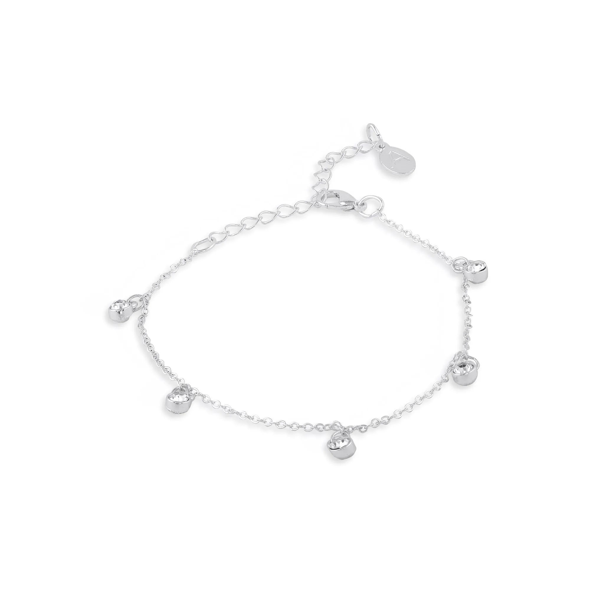 Accessorize London Tennis Chain Sparkle Drop Anklet Set Of Two