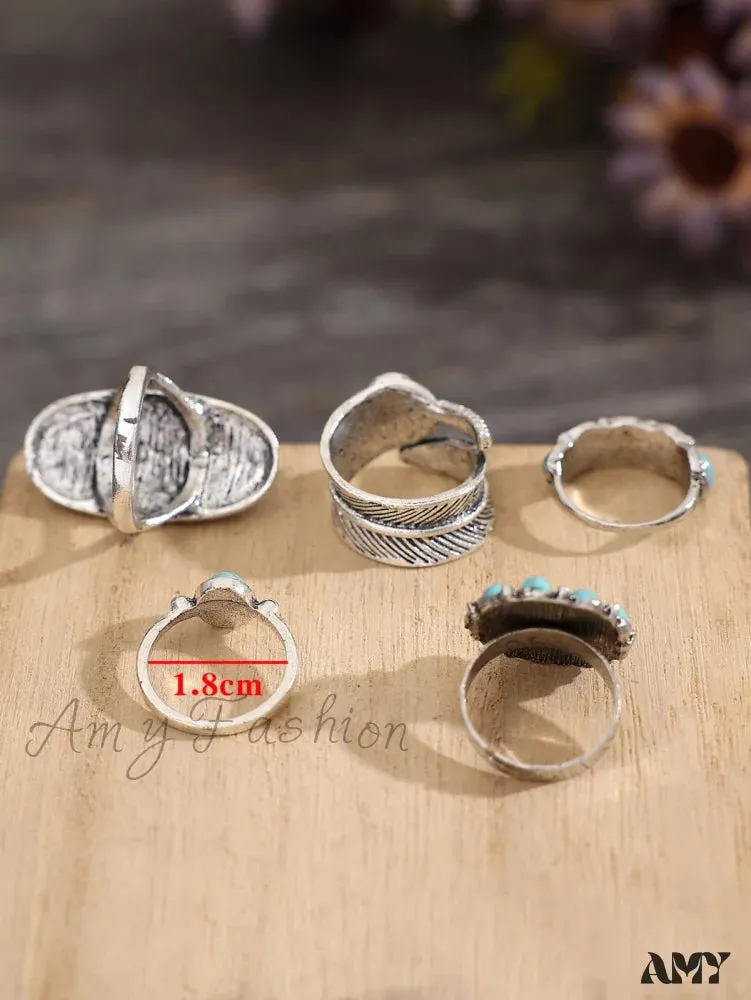 Amy Fashion - 5pcs Vintage & Fashionable & Exquisite Bohemian Ring