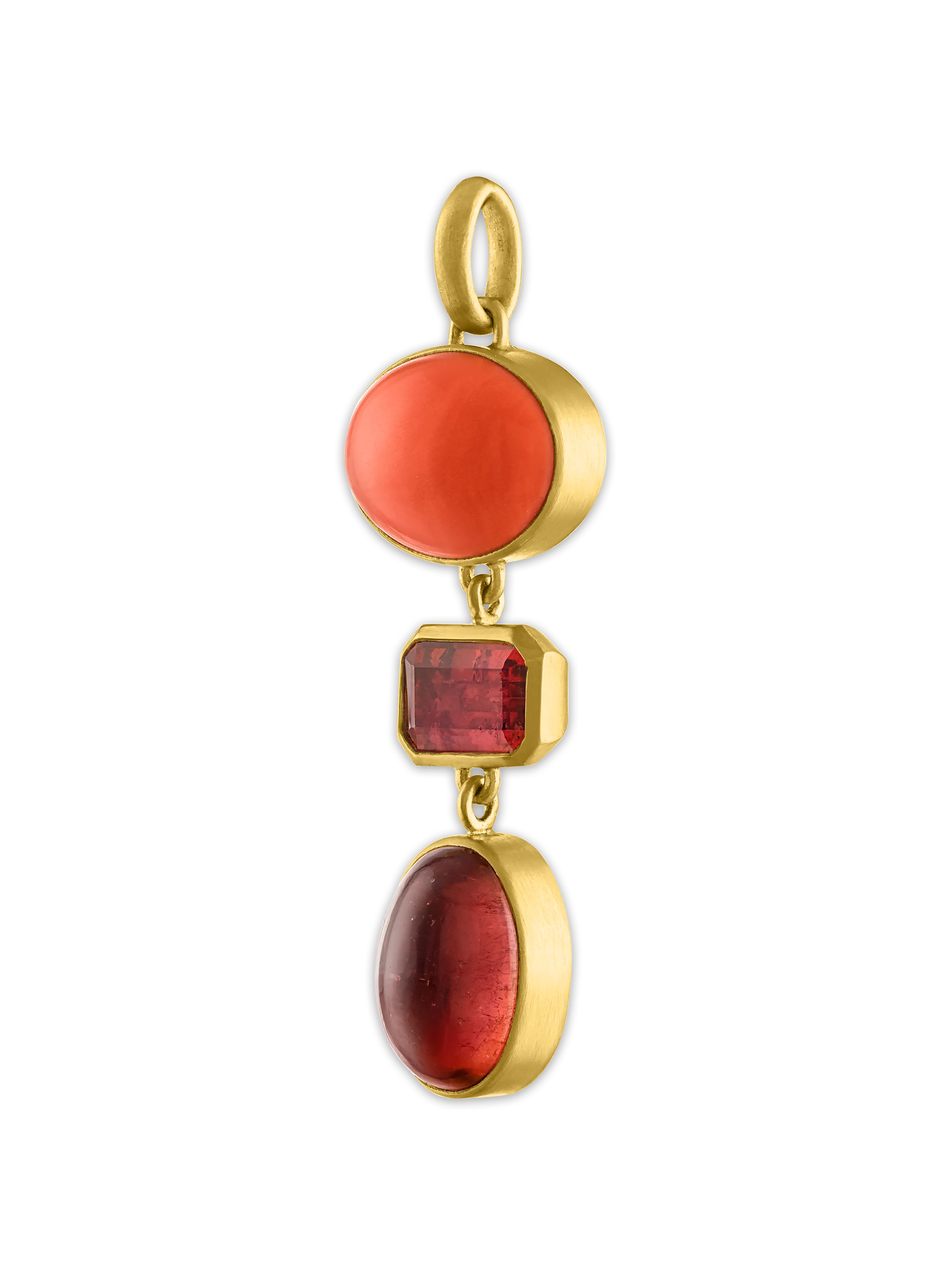 Antique Coral and Pink Tourmaline Pillar Pendant