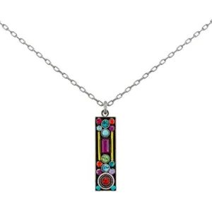 Architectural Multicolor Long Rectangle Pendant Necklace