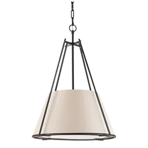 Aspen Large Conical Hanging Shade in Black Rust with Natural Paper Shade