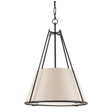 Aspen Large Conical Hanging Shade in Black Rust with Natural Paper Shade