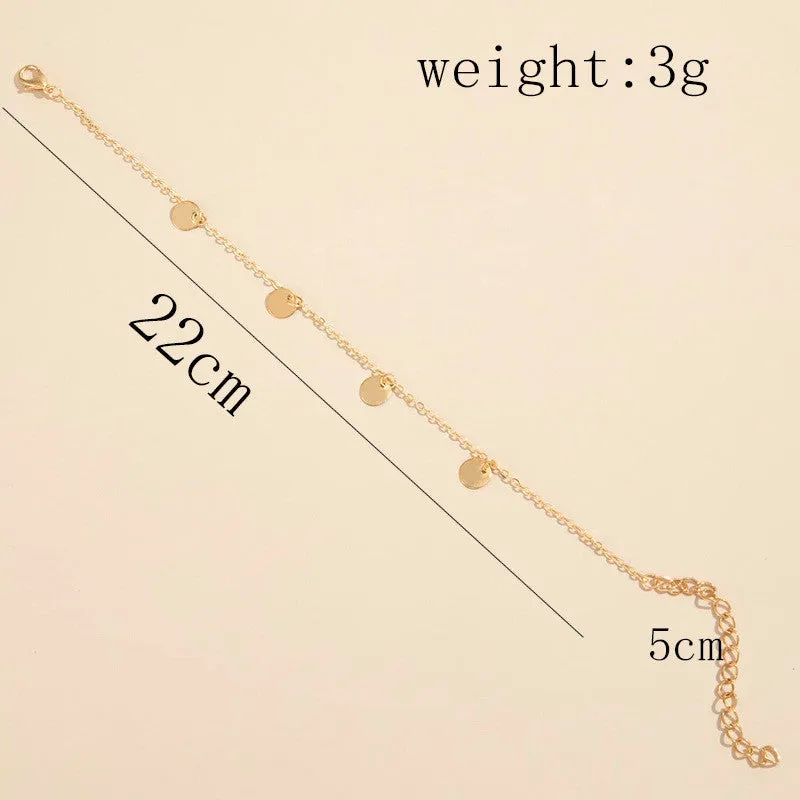 Beach Style Simple Temperament Circle Sequin Pendant Anklet