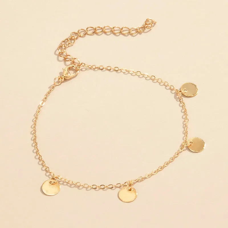 Beach Style Simple Temperament Circle Sequin Pendant Anklet