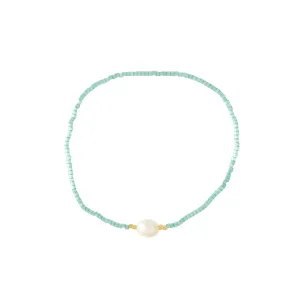 Bead with Pearl Ring, Turquoise